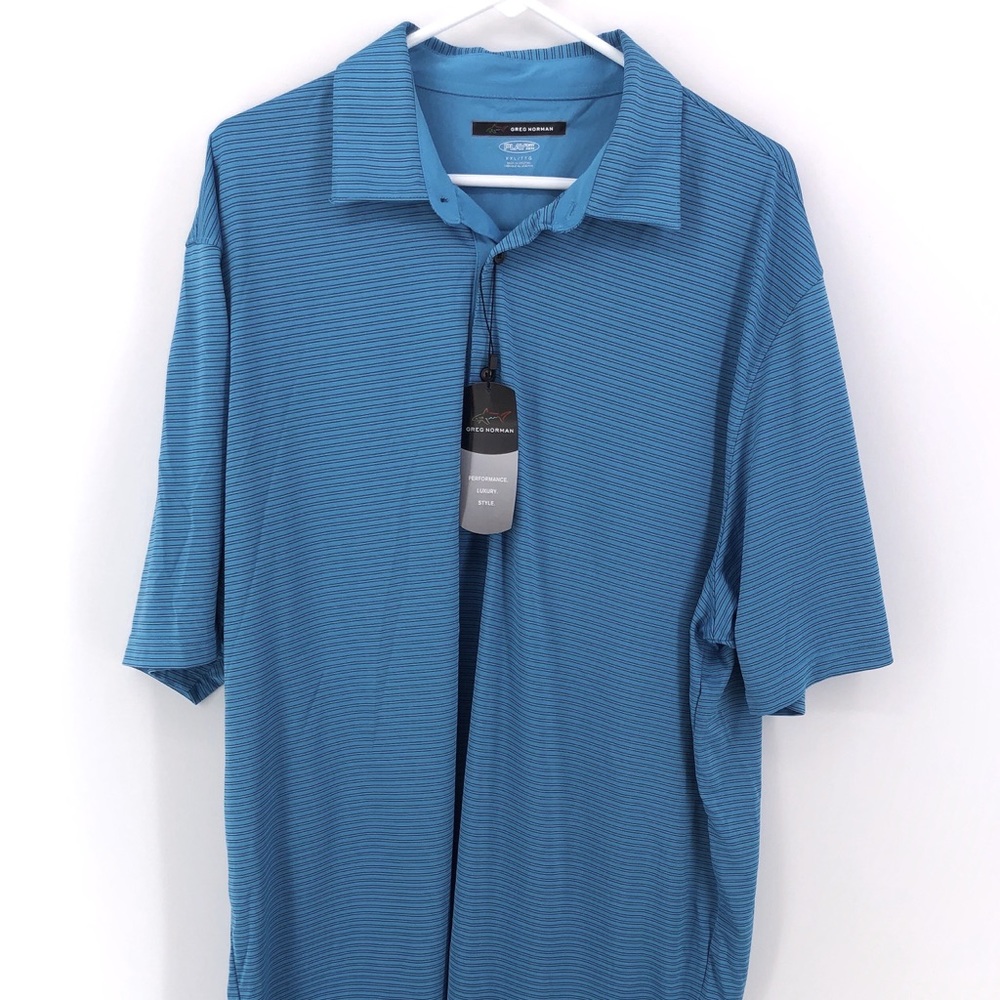 Greg Norman Men’s Play-dry Blue Stripe Polo XXL